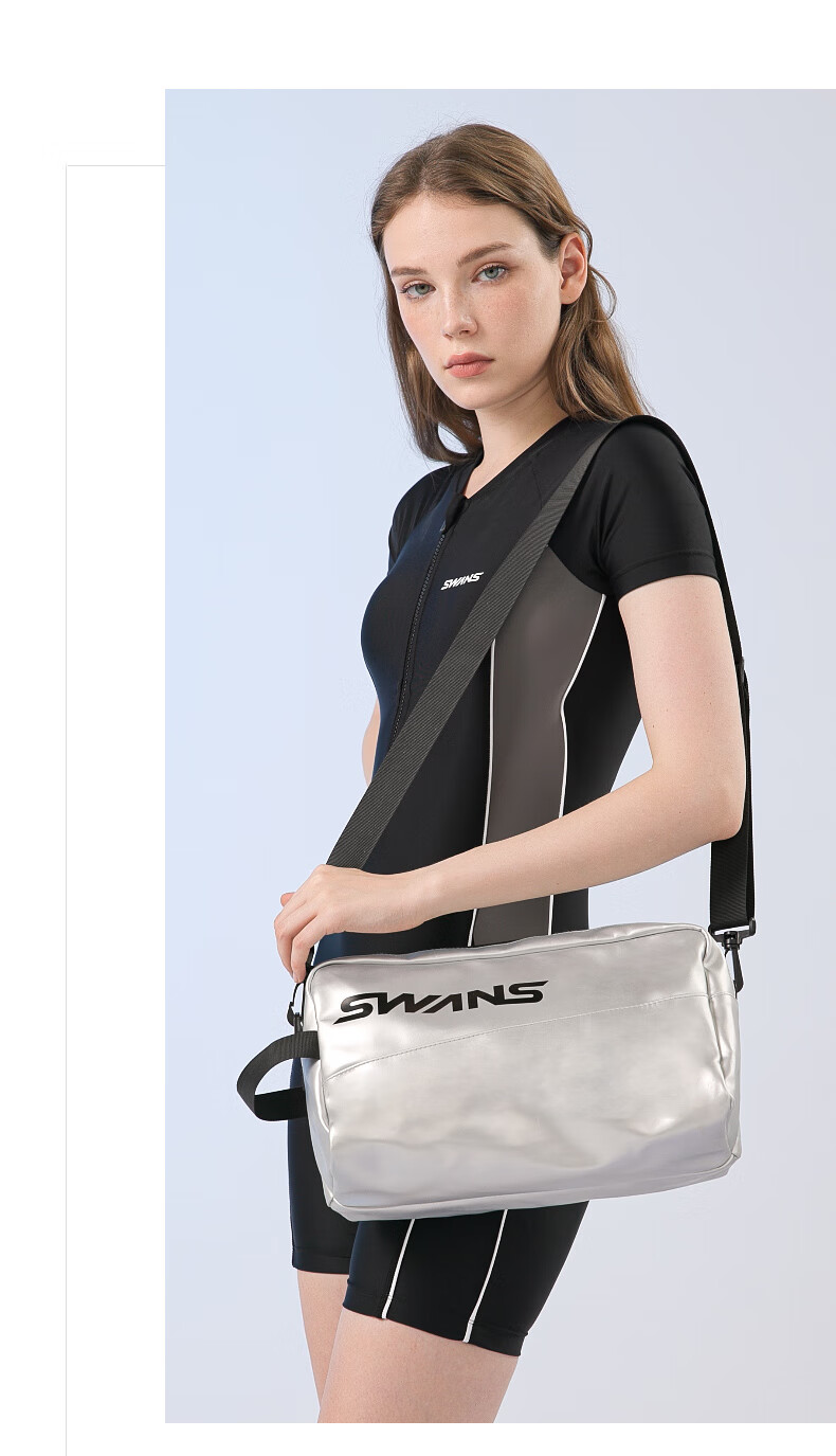 SWANS Dry-Wet Separation Swim Bag, Waterproof Bag, Large Capacity Sports Fitness Crossbody Portable Storage Bag for Men And Women, Silver 7
