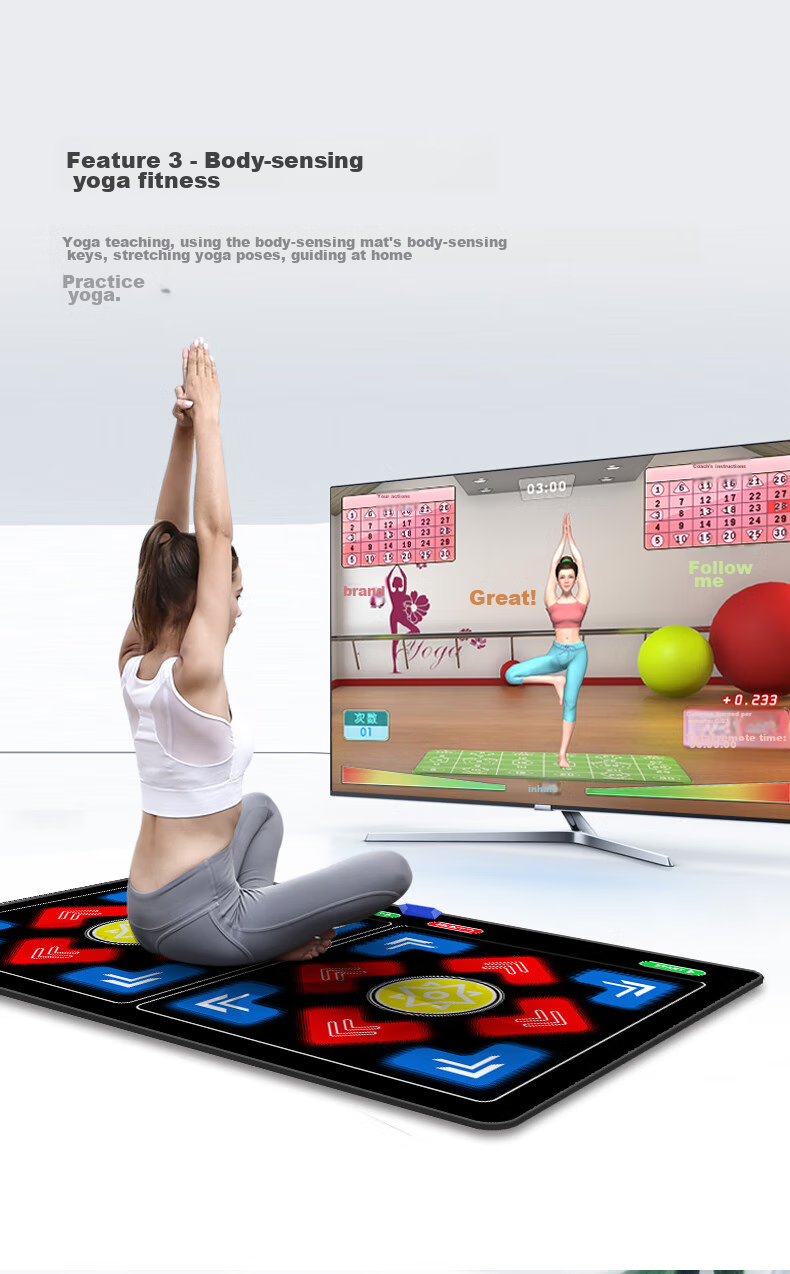 [Children's Birthday Gift] HongTai Double Wireless Dance Mat for Home Use with TV Motion Sensor Camera, Running Mat 17