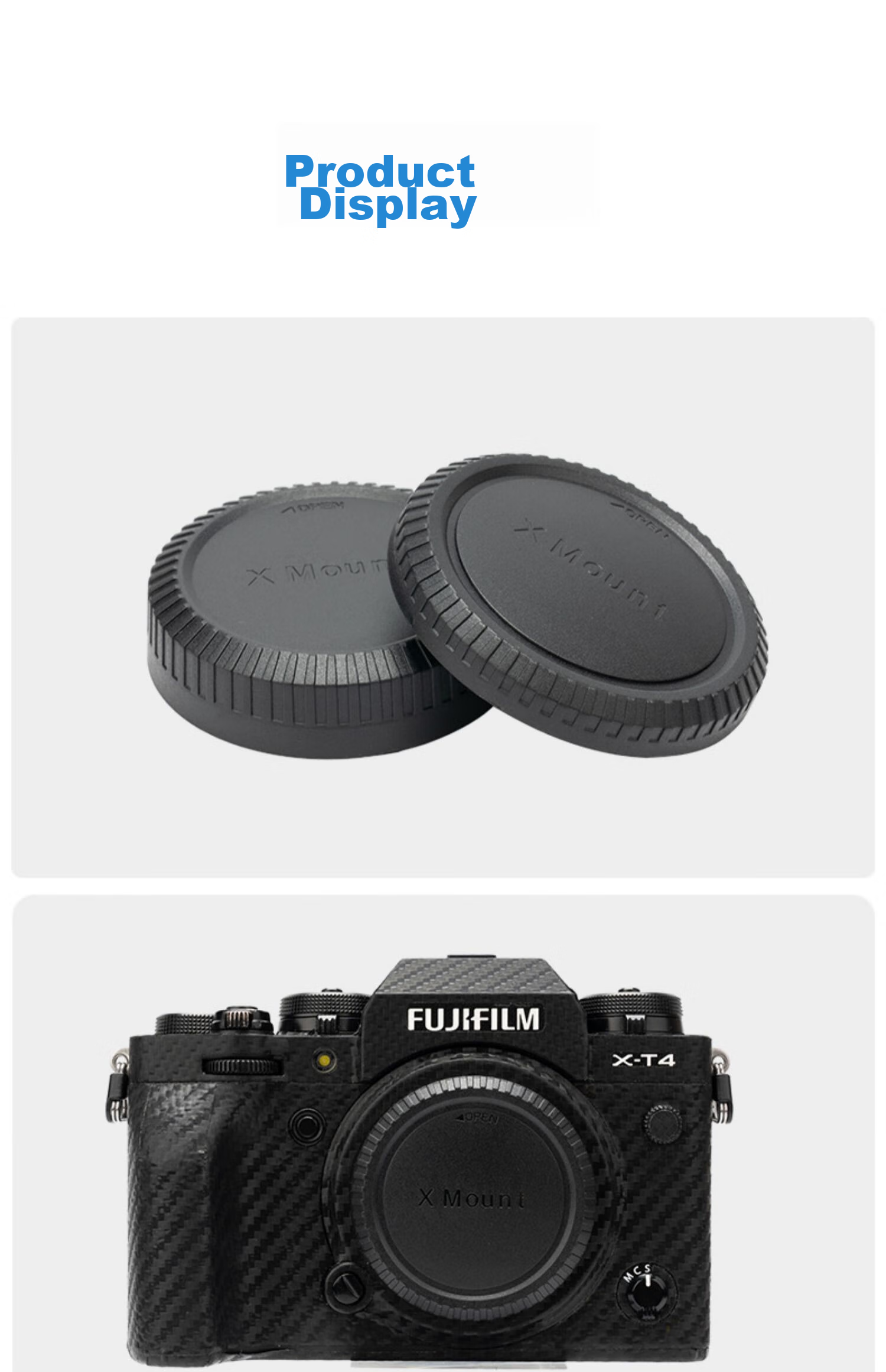 JJC Compatible Lens Hood for Fuji Mirrorless Camera Body, Rear Lens Cap for XM5 XT4 XS10 XT50 XT30 Second/Third Generation, XA7/5 XT3 XT200 Accessories, X-Mount 3