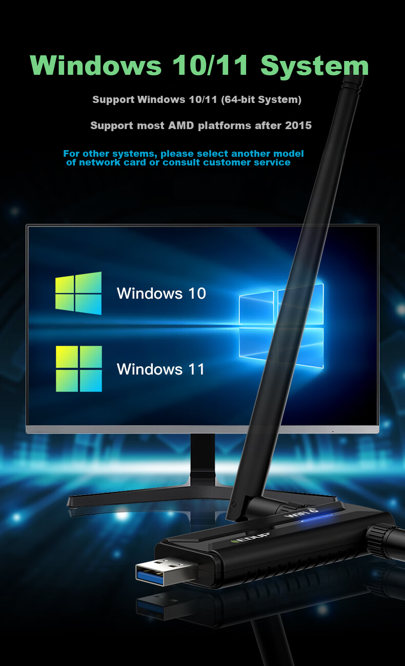 EDUP AX5400M Driverless WiFi 6 Wireless Network Adapter USB3.0 Gigabit High-Speed Gaming 5G High-Power External Desktop Laptop WiFi Receiver EP-AX1671S 9