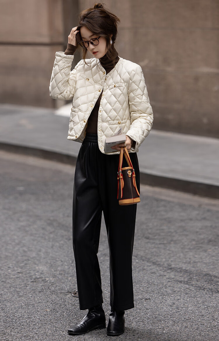 Dme [Qianjin Madeline] Winter Chanel-Style Lightweight Cloud 90% Duck Down Coarse Tweed Filling Puffer Jacket for Wome 9