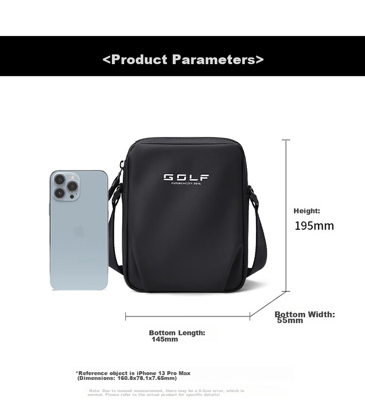 GOLF Shoulder Bag for Men, Casual Crossbody Bag, Lightweight Phone Pouch, Student Portable Small Messenger Bag, Water-Resistant Sports Bag for Me 14