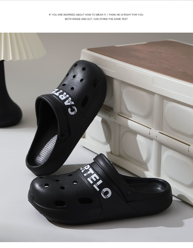 CARTELO Perforated Sandals for Men, Summer Beach Slippers, Casual Garden Shoes, Style 1488, Black, Size 44-45 9