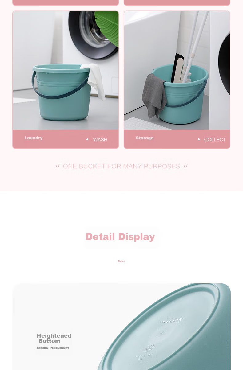 CHAHUA Water Bucket, Thickened 14.4L Plastic Bucket, Foot Soaking Bucket, Laundry And Car Washing Bucket, Water Storage Bucket, Mop Washing Bucket 7