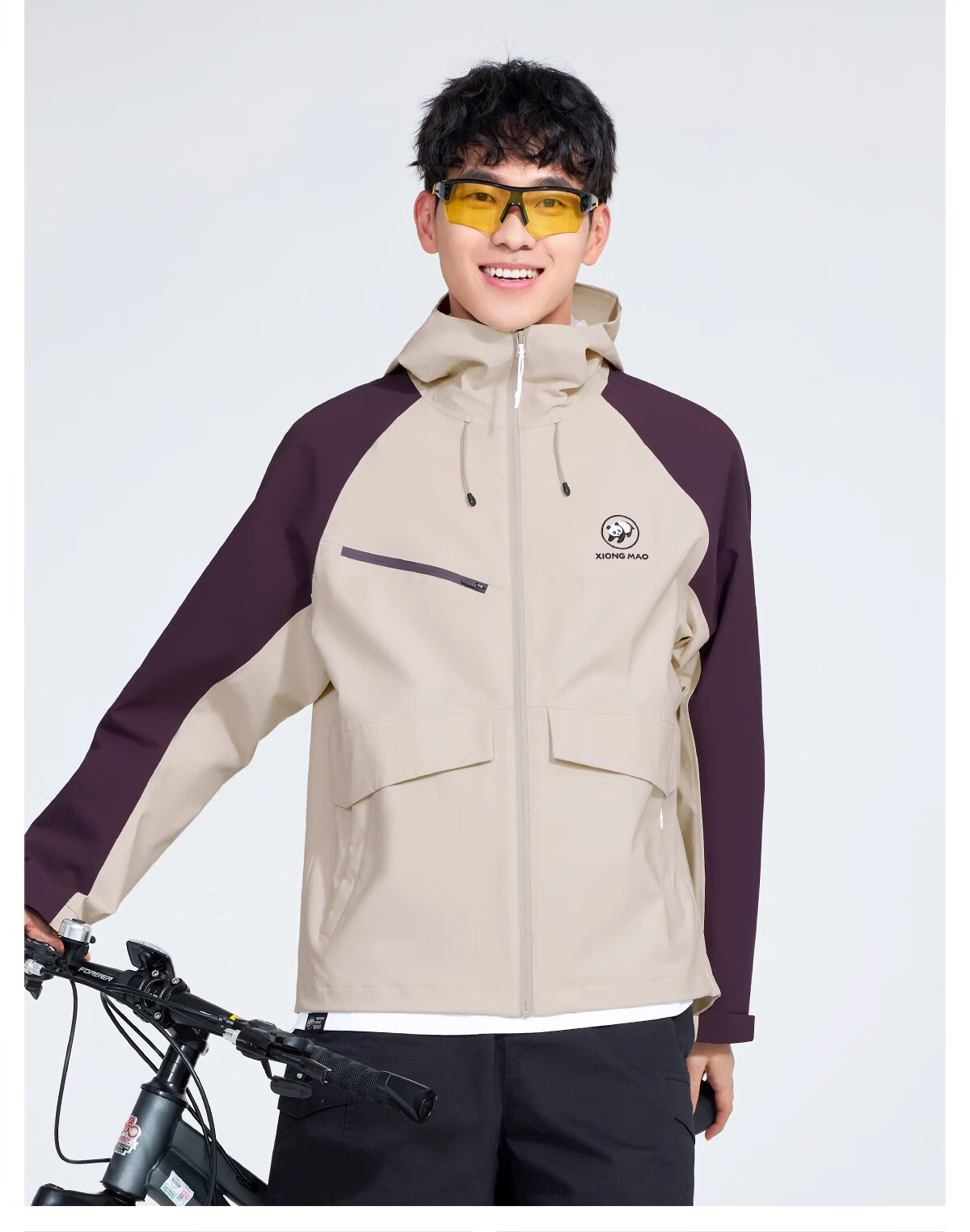 CAMEL Panda Single-Layer Windproof Waterproof Outdoor Mountaineering Jacket Unisex Colorblock A35BA31140 M 30