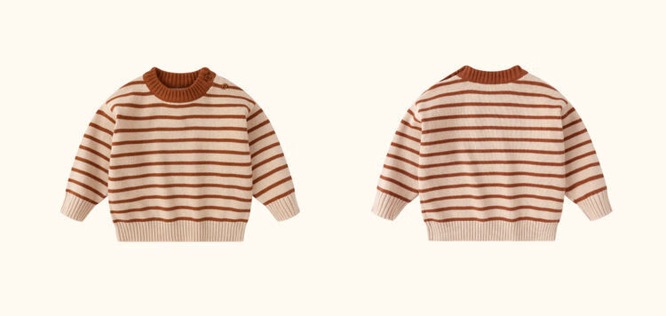 Dudu Baby Striped Sweater Winter Warm Top Children's Clothing Infant Girls Winter Wear Blue Gray White Stripes 9