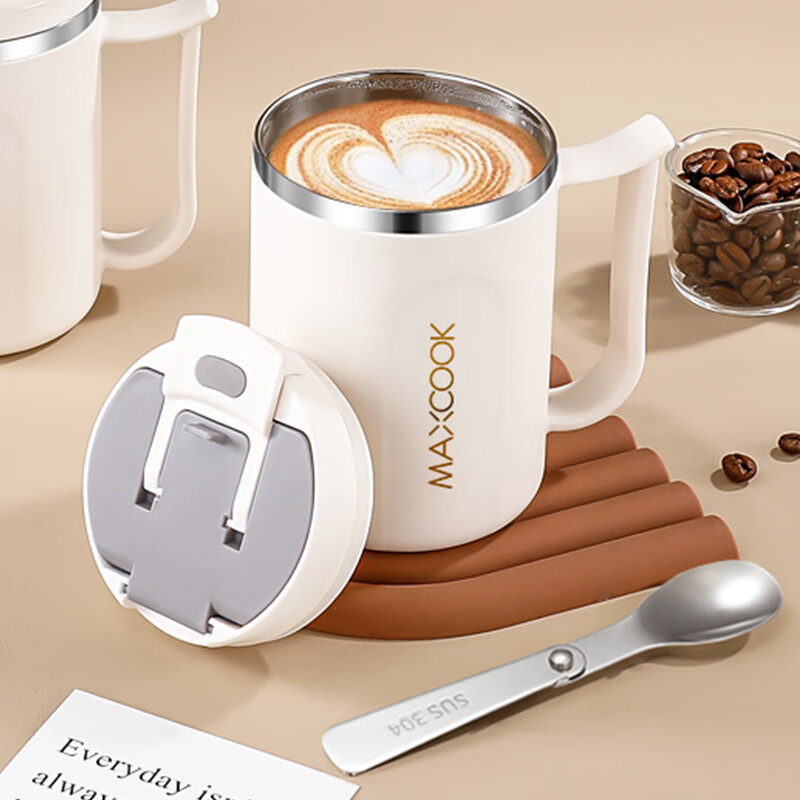 Maxcook Insulated Mug, 304 Stainless Steel Thermos Coffee Cup with Lid, Office Beverage And Tea Infuser, 500ml with Spoon