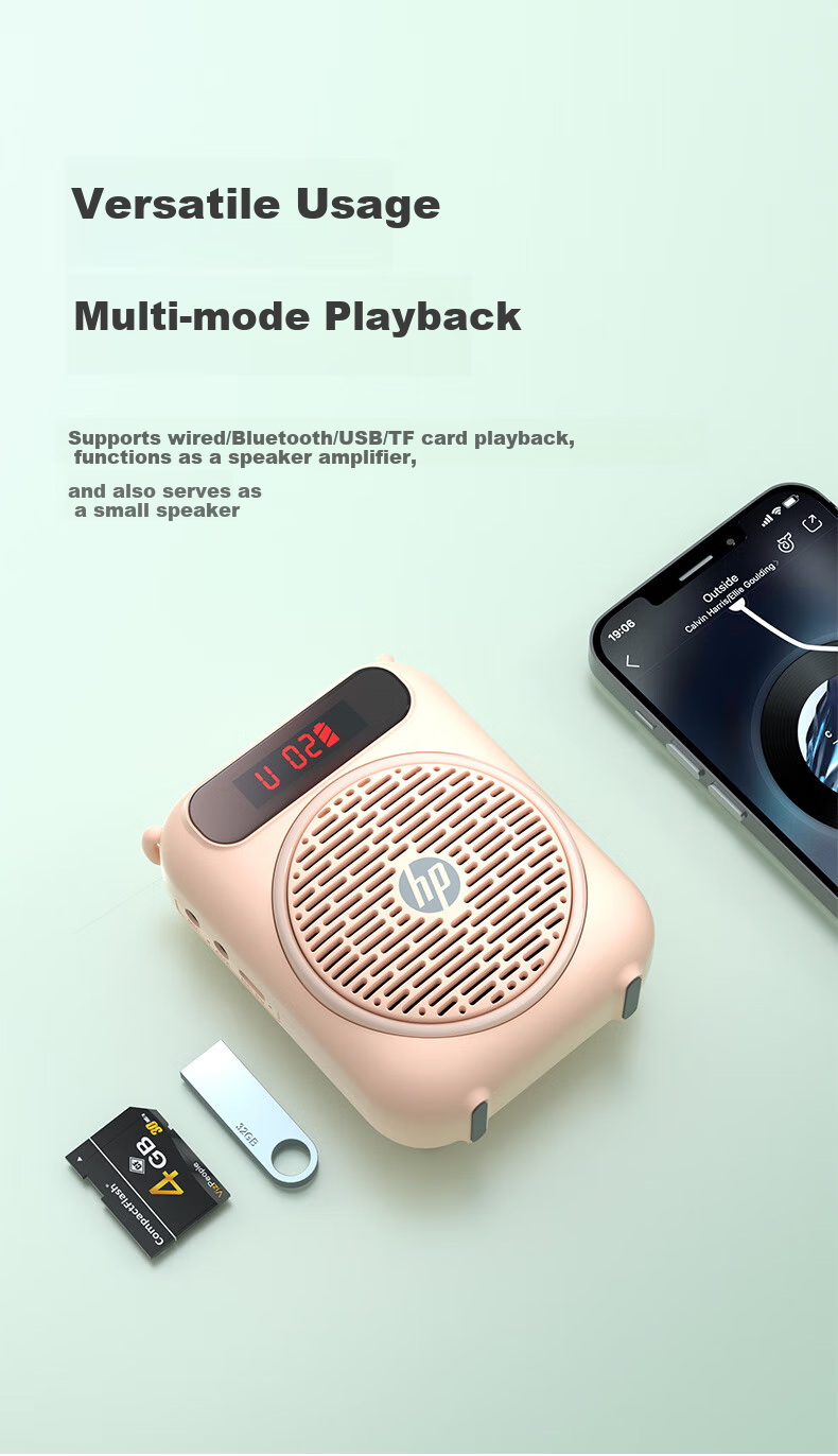 HP LS251 Lianhuiwei Amplifier, Teacher's Loudspeaker, Tour Guide Waist-Mounted Microphone, Bluetooth Small Speaker, Portable Card-Insertable Megaphone for Teaching And Lecturing, White 6
