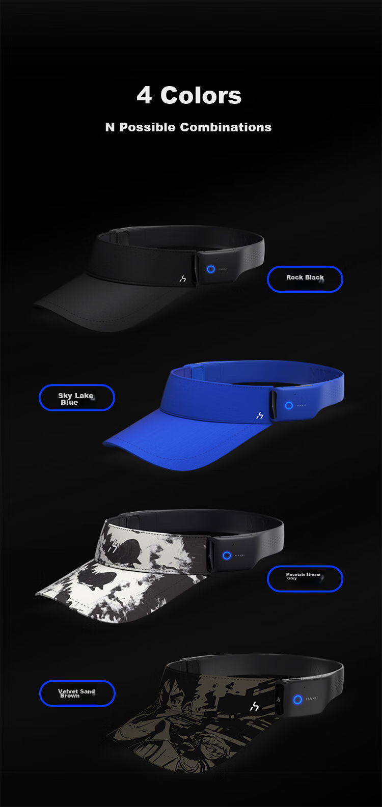 Hakii MIX V Wireless Sports Bluetooth Headphones, True Wireless Non-In Air Conduction Headphones, Long Battery Life for Running And Fitness, Sun Protection Visor with Built-In Sun Hat 11