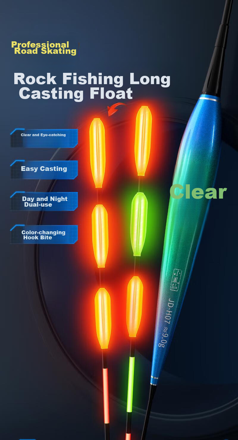 Xiaofengxian Fishing Float with Bite Indicator, Color-Changing Luminous Float for Long-Distance Casting And Big Fish, Slippery Electronic Fishing Float with Bold And Eye-Catching Design JD-H06 1