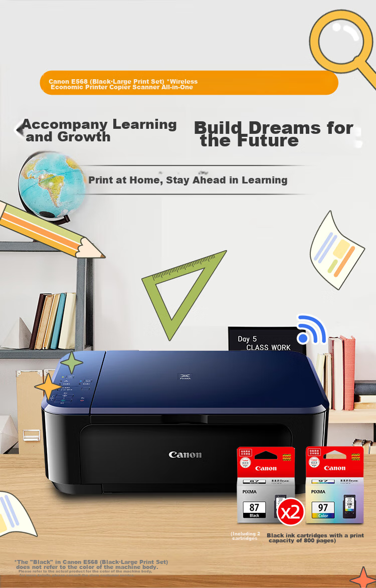 Canon E568 White Wireless Automatic Duplex Student Color Inkjet All-In Printer (Print/copy/scan WiFi for Student Assignments/Photo Printing Home Use) 3