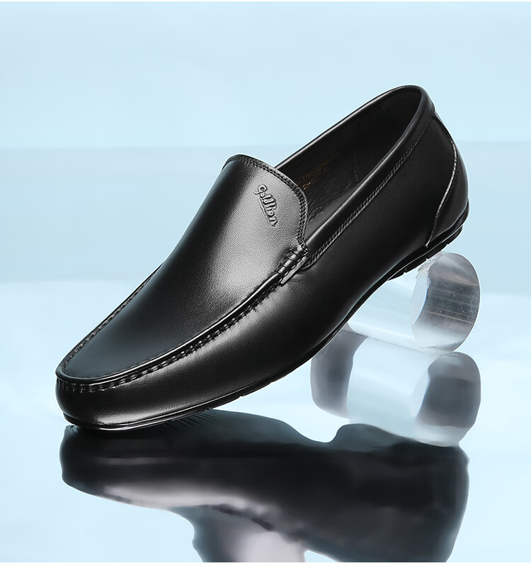 Goldlion Men's Slip-On Loafers, Comfortable Penny Loafers, Business Casual Leather Shoes, 57101035001A-Black Size 39 8