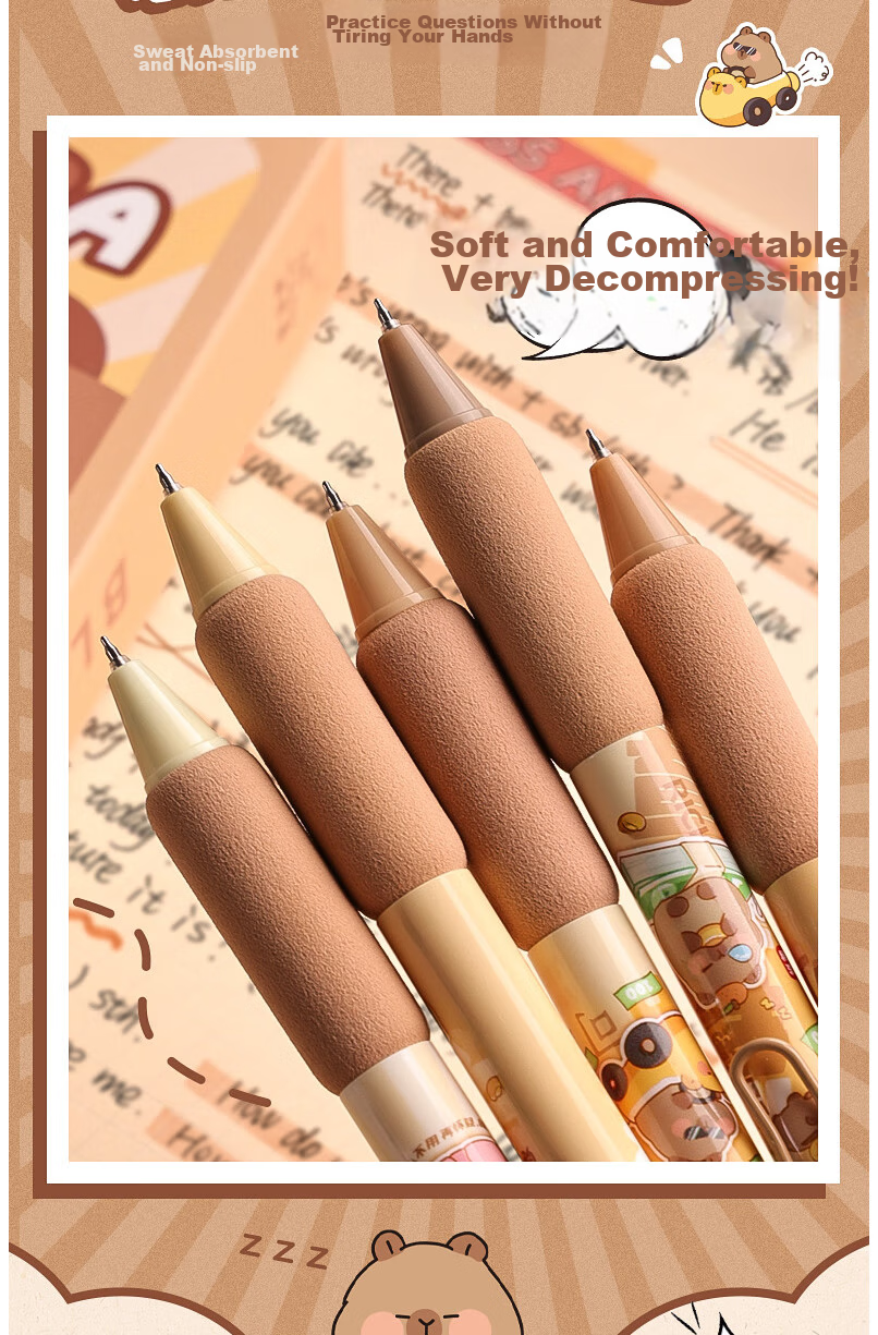 Soft Grip Retractable Gel Pen, 5-Pack with ST Tip, Quick-Drying Exam Pen for Students, Black High-Quality 0.5mm Fine Point Signature Pen, Ink Pe 5