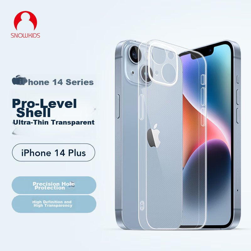 Чехол Snowkids для iPhone 14 Plus, противоударный, ультратонкий, прозрачный, с защитой камеры