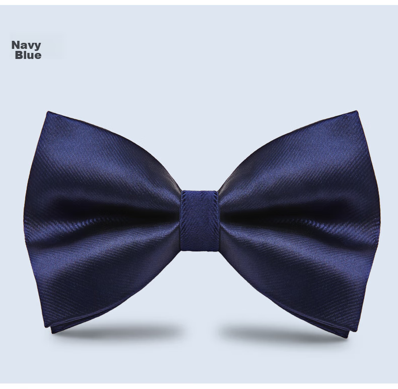 Luomeng Men's Bow Tie, Formal Wear for Groom's Wedding, Fashionable Bow Tie, Solid Color Bow Tie, Navy Blue 13