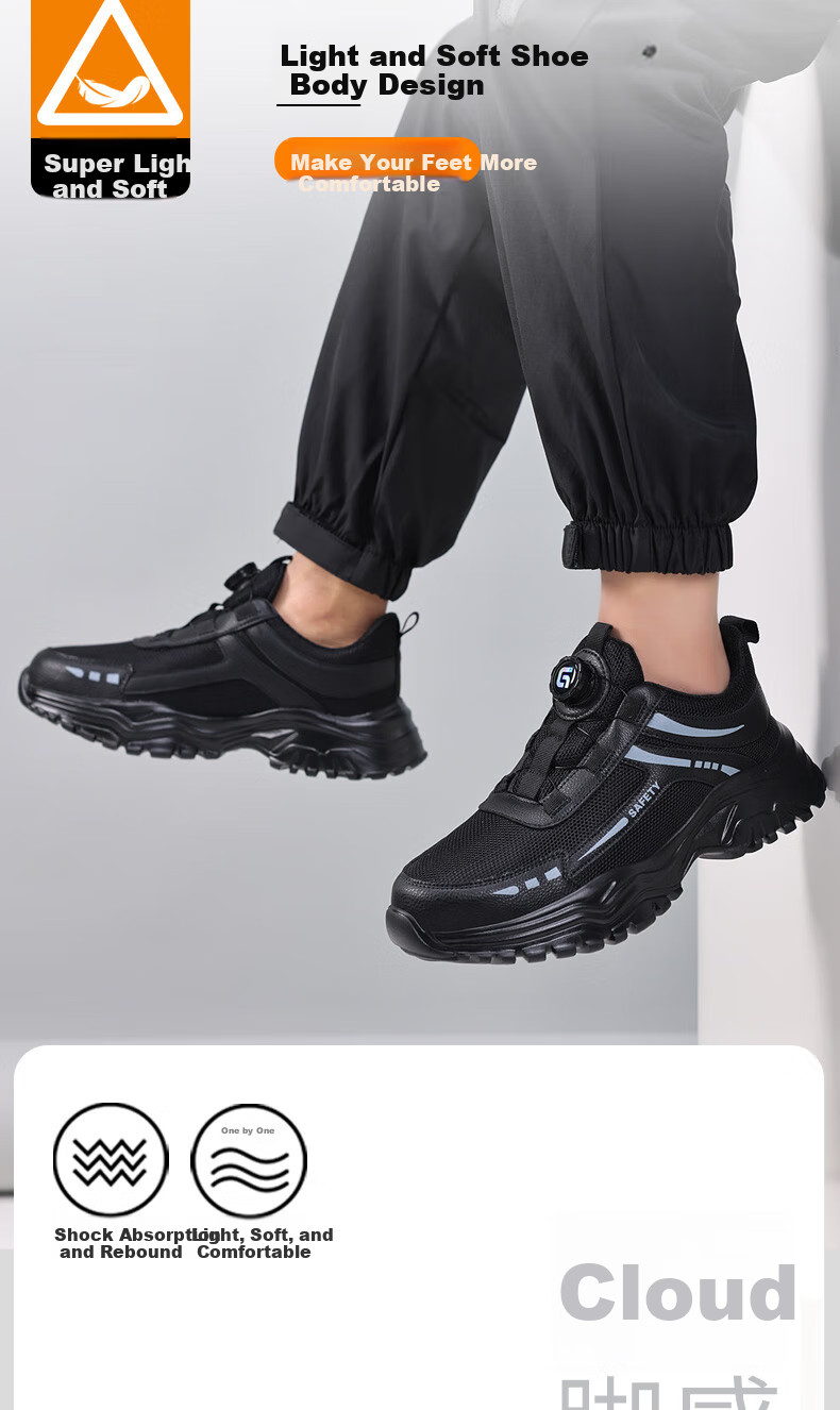 JUNBU Safety Shoes for Men with Steel Toe Cap, Anti-Smashing, Puncture-Resistant, Waterproof, Ultra-Light Soft Sole Construction Site Work Shoes F088 Size 42 9