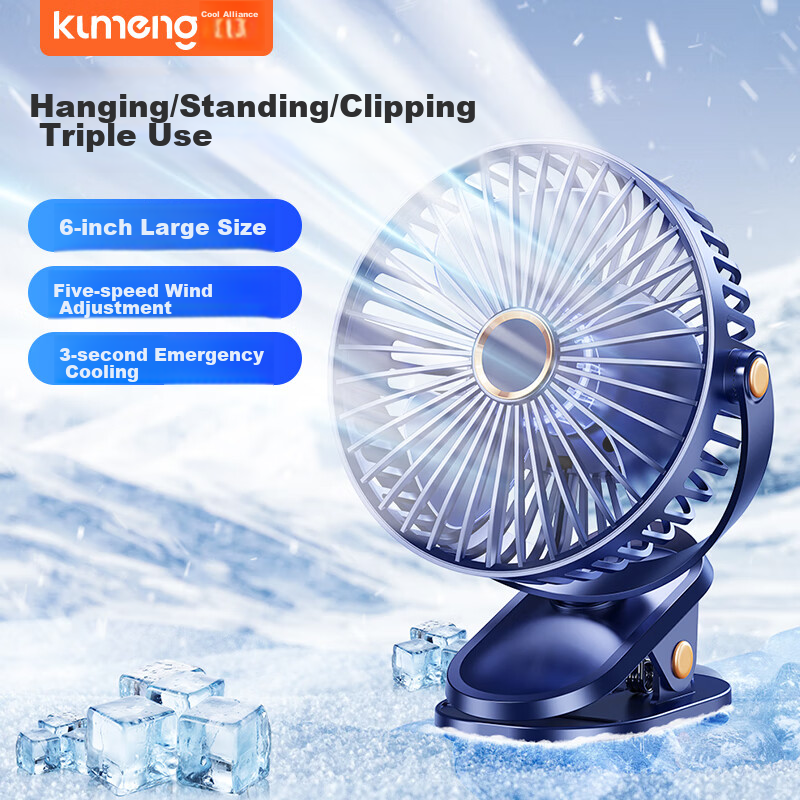 Kumeng Small Fan, Desktop Mini Cooling Air Conditioner, Quiet USB Rechargeable Clip Fan, Wall-Mounted for Dormitory Bed, Desktop Use in Bedroom And Office