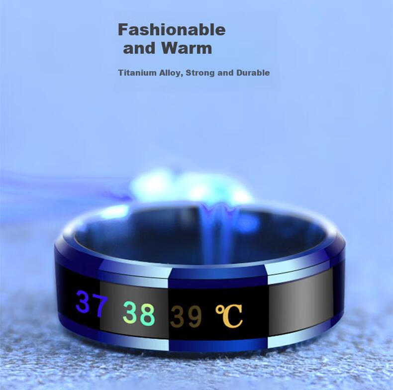 ESCASE Titanium Metal Smart Temperature-Sensing Detachable Ring Buckle Phone Strap Pendant for Men And Women, U Disk Charm Couple's Phone Accessory XR-02 Pro Health Blue Two-Pack 3