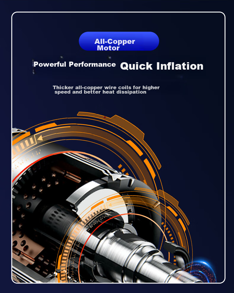 Jumu Car Air Pump, Electric Tire Inflator for Vehicles, Can Measure Tire Pressure, Air Compressor with Pressure Gauge for Sedans 9