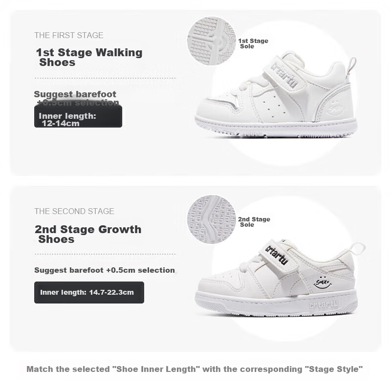 Katetu Baby Walking Shoes, Spring New Product, Infant Functional Children's Shoes, Kindergarten White Sneakers, Ages 2-6, X1CE010