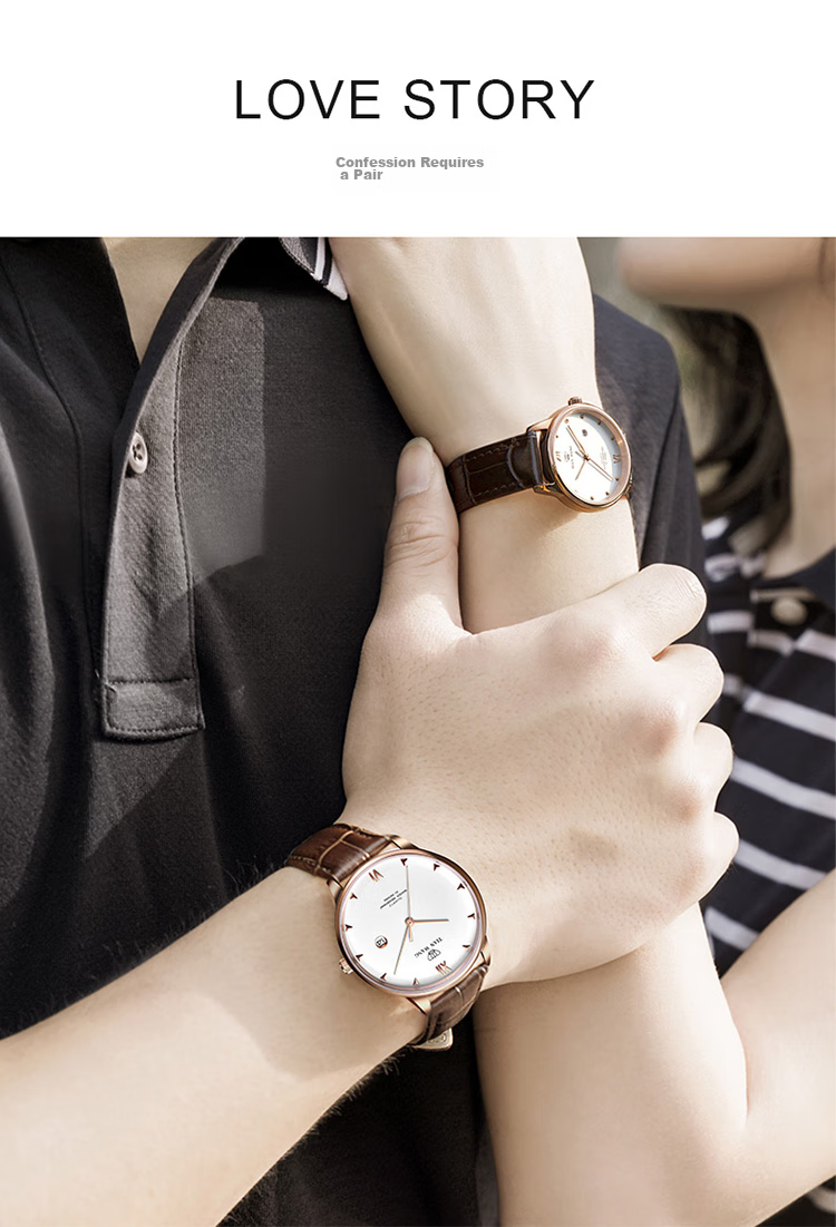 TIAN WANG Men's Watch, Birthday Gift Leather Strap Quartz Men's Watch Rose Gold GS31132P.D.LC.W 8