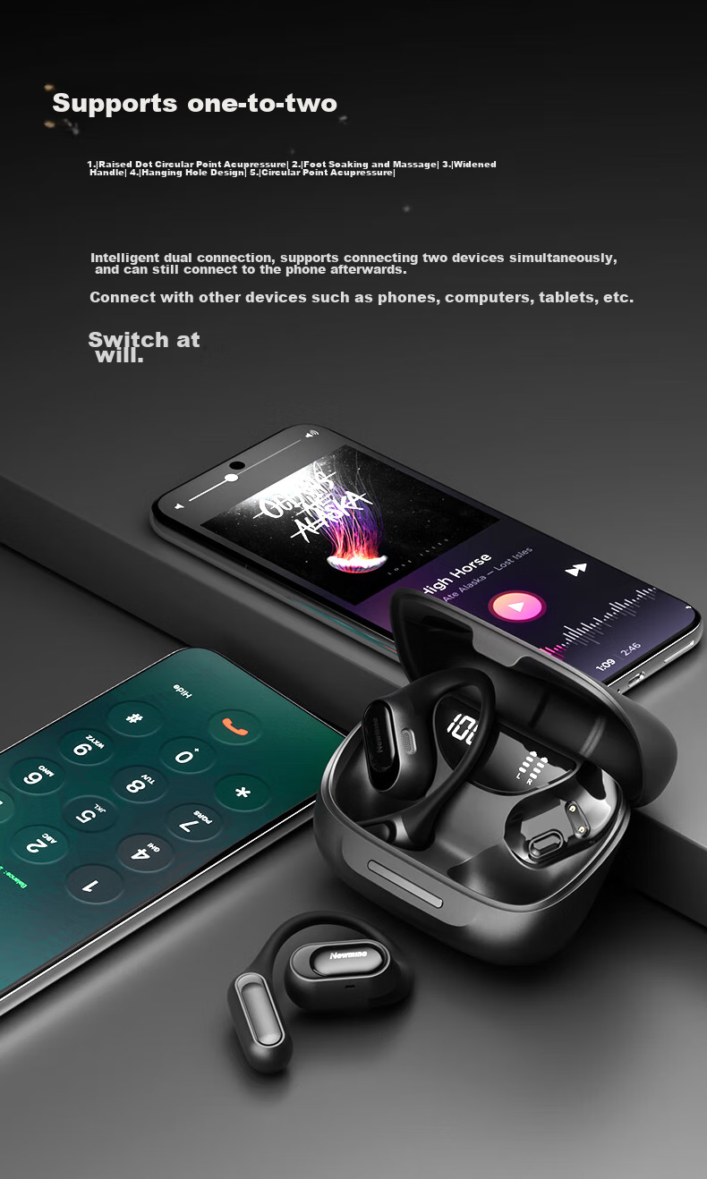 Newmine Q10 Bone Conduction Bluetooth Headphones, Wireless Ear-Hook Style, Open-Ear Design, Sports Running Noise-Cancelling, Long Battery Life, Compatible with Xiaomi And Apple 7