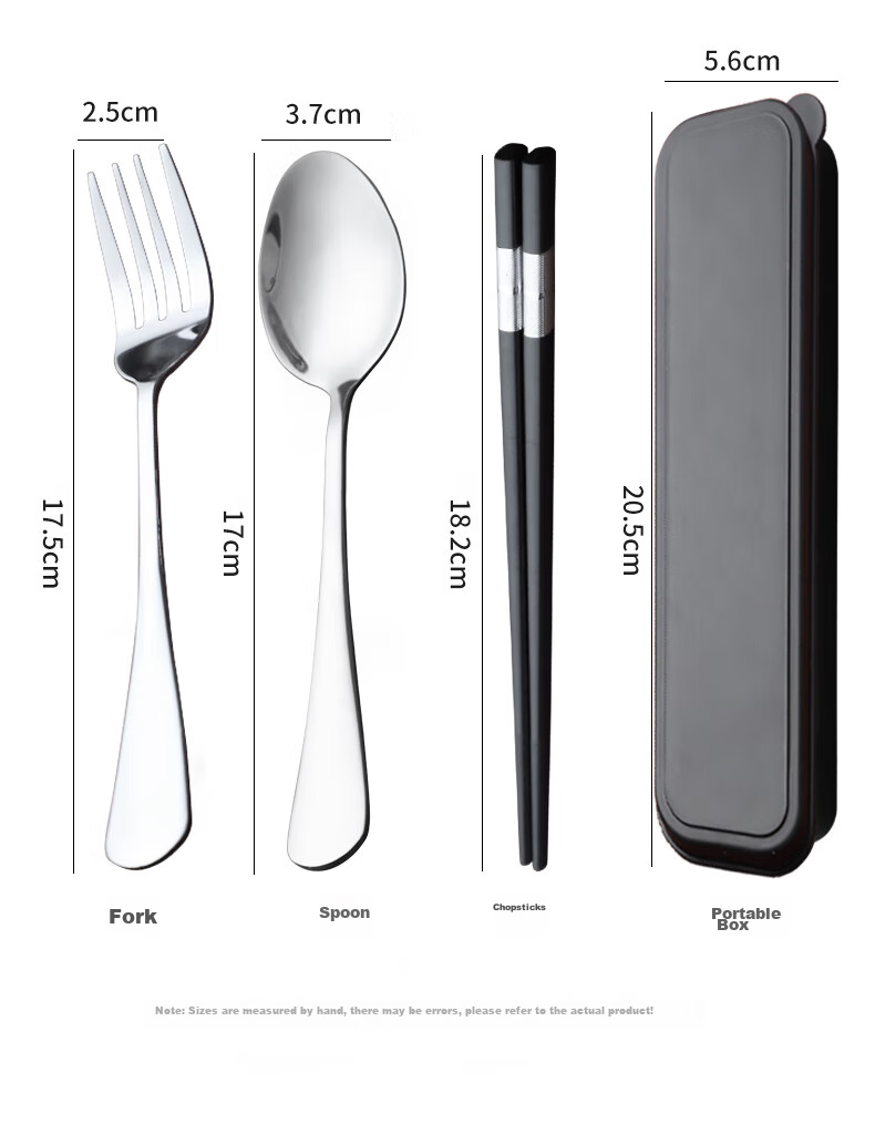 Shihua Stainless Steel Spoon Fork And Alloy Chopsticks Set, Adult Student Travel Portable Cutlery Box Four-Piece Set 3