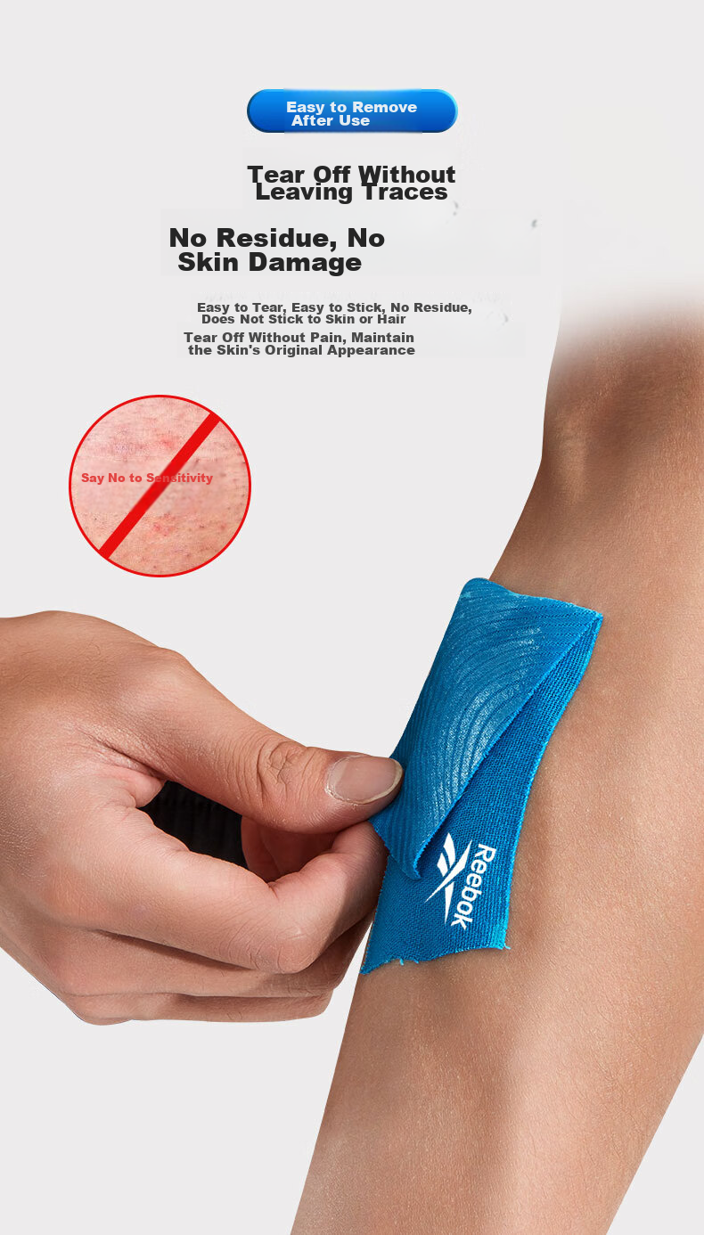 Reebok Muscle Tape, Sports Kinesiology Tape, Knee Support Bandage, Sprain Muscle Inner Tape, Self-Adhesive Elastic Muscle Soreness Patch 10