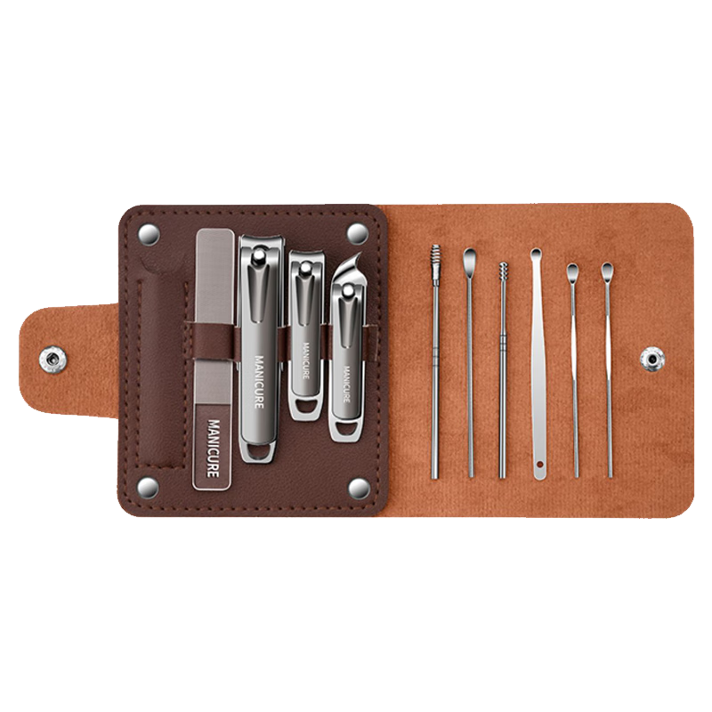 Haifeinuo Nail Clipper Set with Ear Pick, Anti-Splash Diagonal Nail Clippers And Nail File, 10 Pieces
