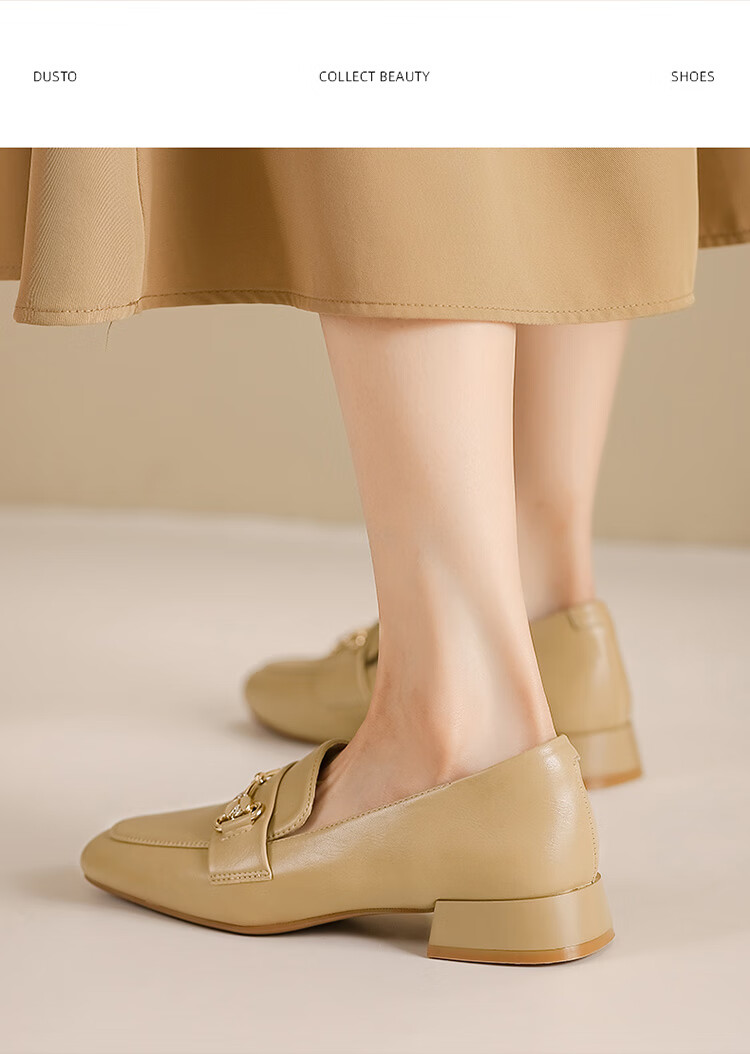 Dusto Low-Heel Women's Shoes, 2026 New Spring Style, Soft-Soled Work Shoes, Black Slip-On Loafers, Small Leather Shoes 2