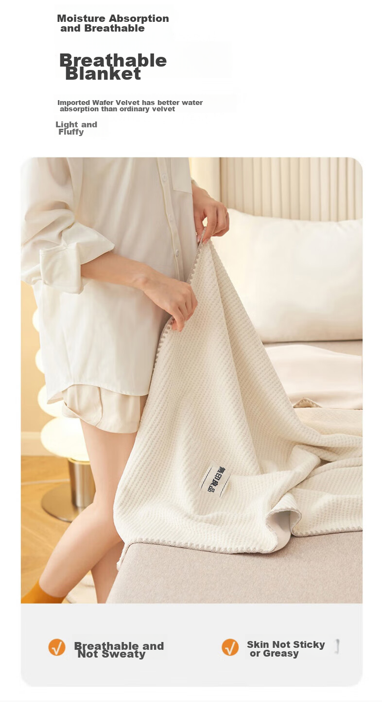 Wuyinliangpin Thickened Waffle Pattern Blanket Nap Throw Quilt Air Conditioning Cover 150*200cm Space Gray 7