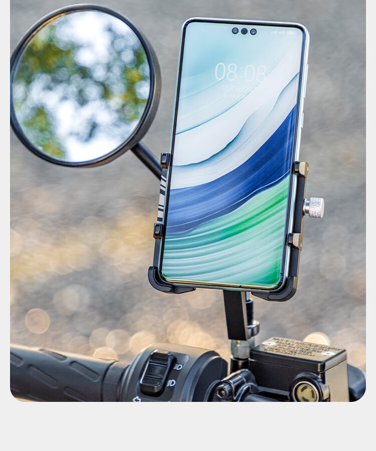 Move Iron Electric Vehicle Phone Holder, Motorcycle Aluminum Alloy Navigation Mount, Scooter Universal Six-Claw Fixed Delivery Courier Phone Stand, Cycling Equipment Accessory, Rearview Mirror Model 15