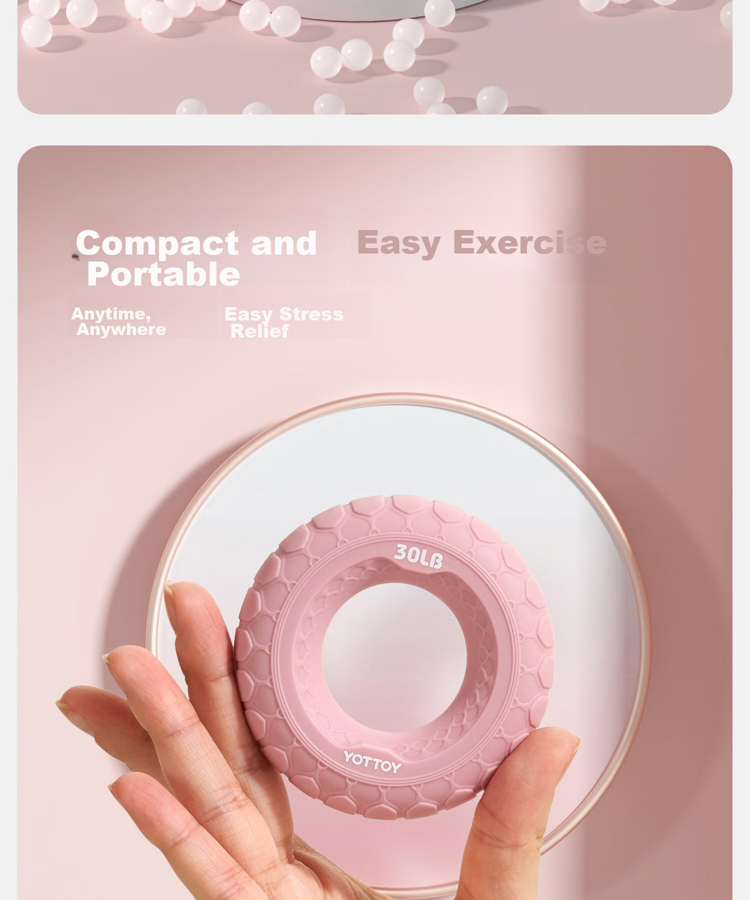 Yottoy Silicone Grip Ring, 60 Pounds Finger Rehabilitation Training Hand Strength Exercise Grip Strengthener for Men And Women, Forearm Exercise 15