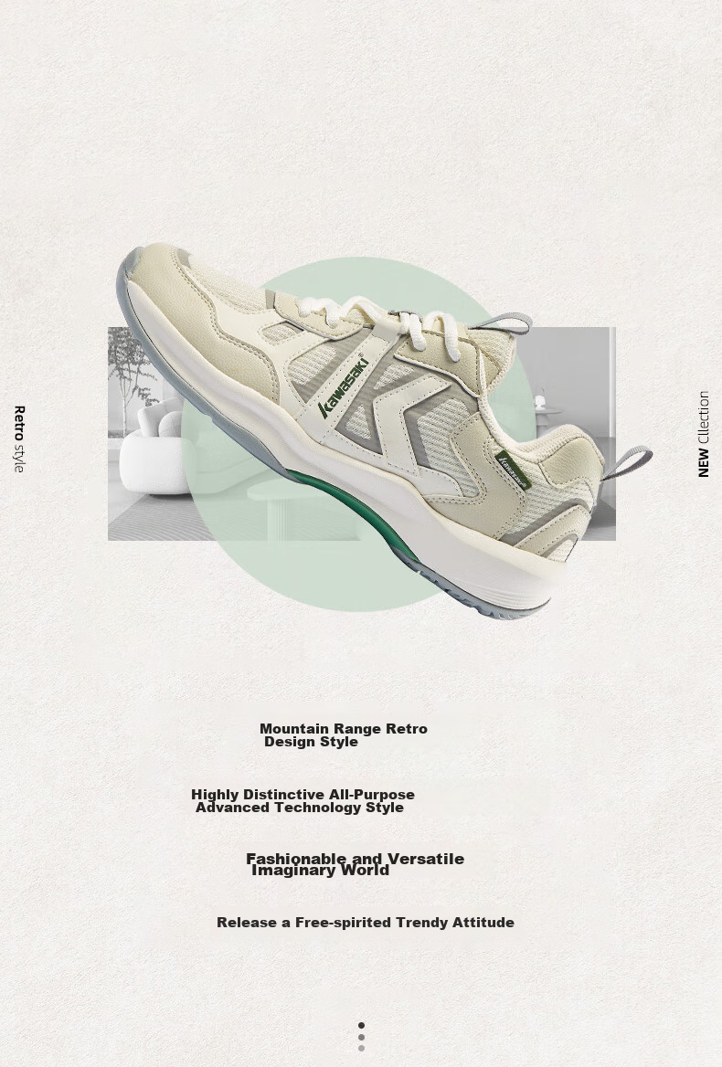 KAWASAKI Badminton Shoes Retro Men's And Women's Non-Slip Wear-Resistant Professional Sports Shoes A3308 Chuan Stone Gray 37 2