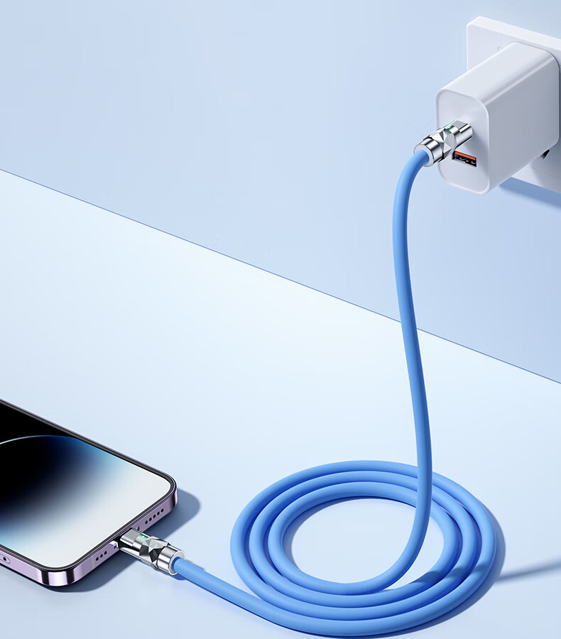 Nengshi Apple Charging Cable, PD Fast Charging 30W Data Cable, Type-C to Lightning Adapter, Suitable for IPhone 14 Pro Max/13/12/11/x/8, Zinc Alloy Thickened Cable, 2 Meters, Blue 4