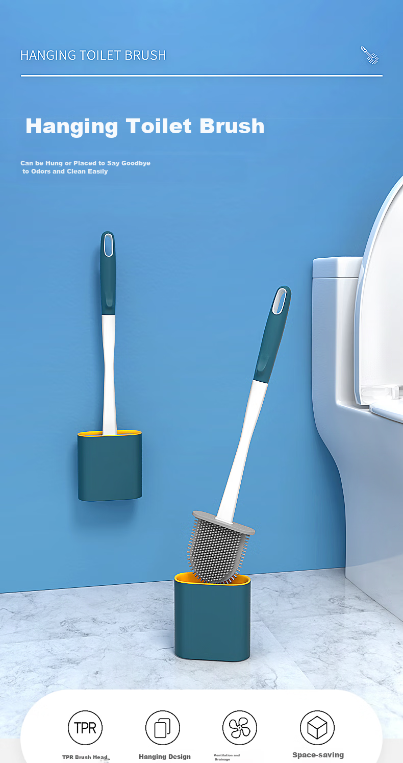 Sodolike Shangdao Silicone Toilet Brush, No-Drill Wall-Mounted Soft Bristle Brush for Home Bathroom Cleaning 1