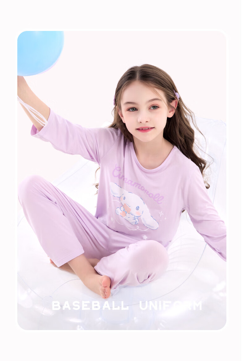 Hello Kitty Girls' Pajama Set Summer Stylish Children's Loungewear Big Kids Modal Air Conditioning Wear G002 Pink 150 12