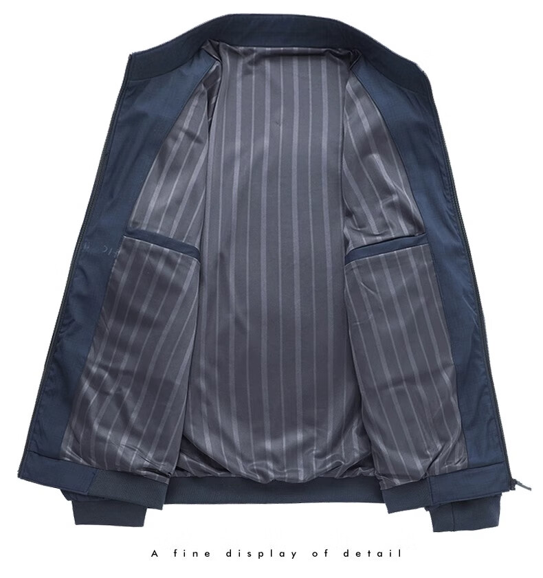 Baocaiyang Middle-Aged Dad Casual Jacket for Men, Spring And Autumn Stand-Up Collar Cadre Uniform Outerwear, Middle-Aged And Elderly Men's Clothing 3