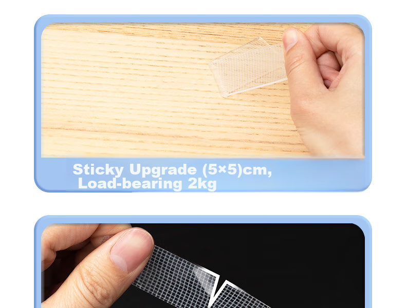 Deli Strong Nano Tape, High Adhesion Transparent Double-Sided Tape, 20mm*1m, Upgraded Dust-Proof Bubble Case, Grid Can Be Hand-Torn, No Drilling Required, Leaves Few Marks, 1 Roll JL600 4