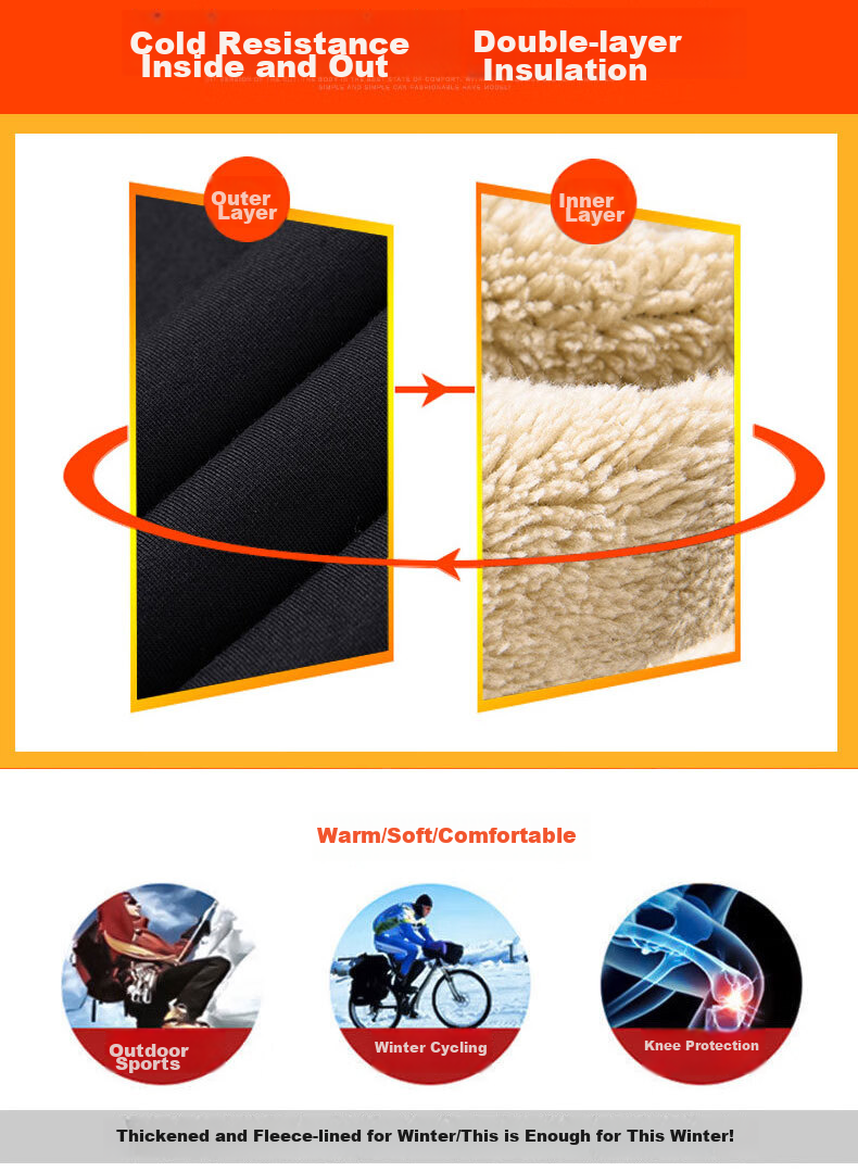 MiiOW Cotton Pants for Men, Winter Casual Plus Size, Fleece-Lined Thick Lambswool, Outdoor Workwear, Sports Warm Trousers for Me 5