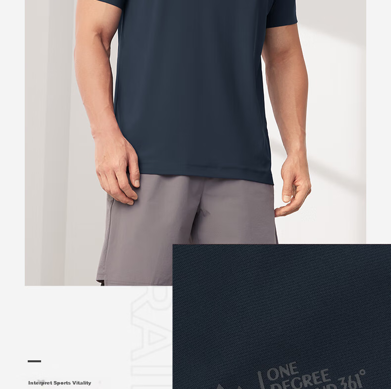 361° Men's Short-Sleeve Polo Shirt for Summer Sun Protection, Loose-Fitting Sports Ice Silk Fitness T-Shirt, Half Sleeve Men's Style 652524103D-8 13