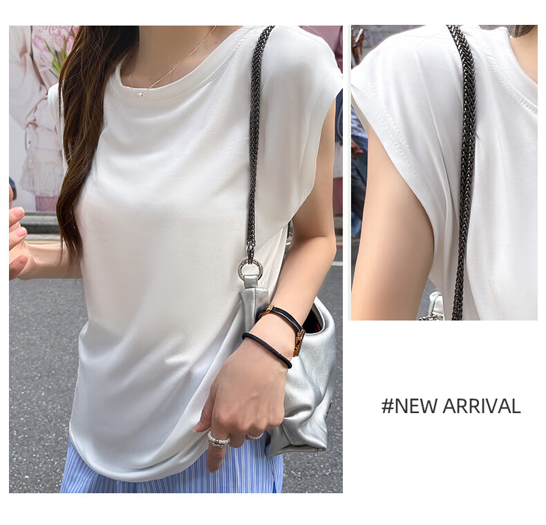Modal White Loose Fit Tank Top Women Round Neck Racerback Sleeveless Shirt Outerwear Innerwear Base Layer All Seasons Plus Size 18