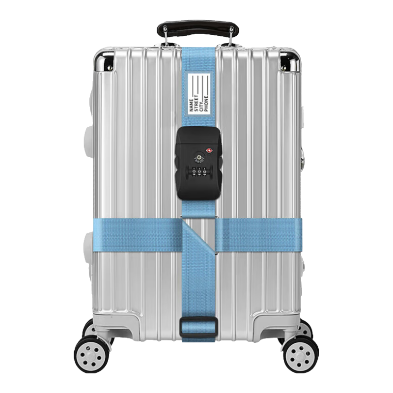 Banzheni Cross Packing Strap, Luggage Strap for International Shipping, Packing Belt, TSA Combination Lock Strap, Luggage Belt with Lock, Travel Safety Packing Strap, Sky Blue