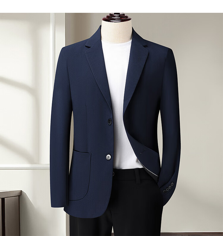ROMON Men's Slim Fit Suit Jacket, Casual Business Blazer for Young And Middle-Aged Men, Elastic Single-Breasted Coat, Dad's Suit Outerwear, Men's Clothing 4