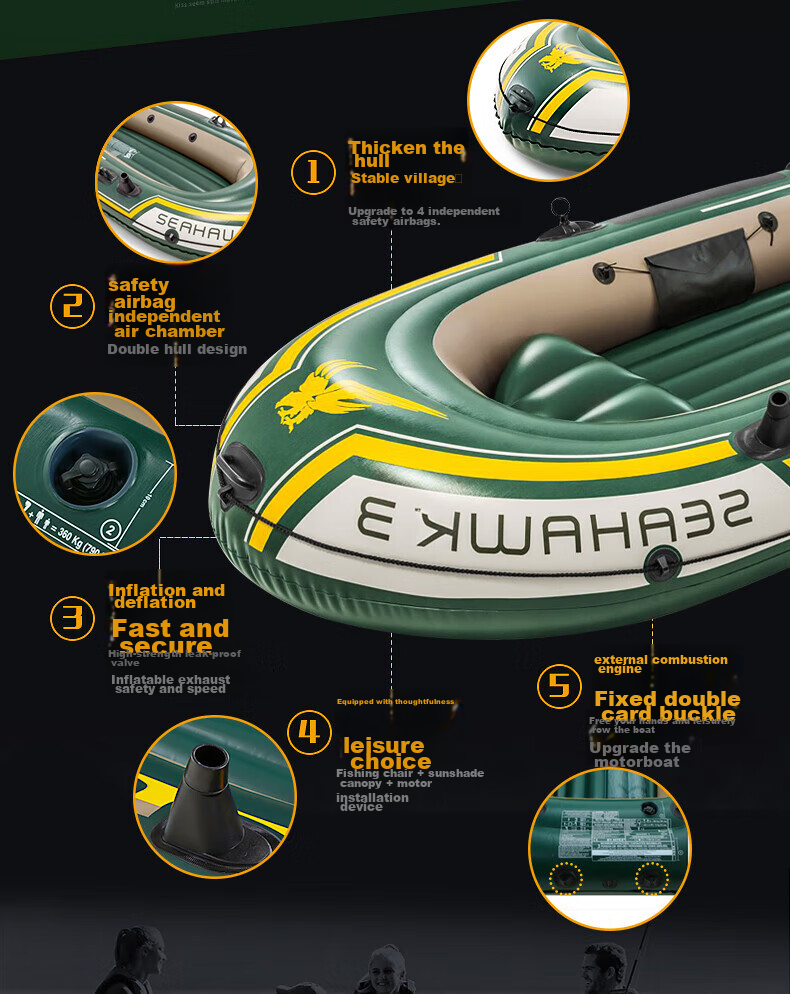 INTEX Challenger Two-Person Inflatable Boat, Thickened Rafting Kayak, Single Or Double Fishing Boat, Wear-Resistant Assault Boat 68306 5