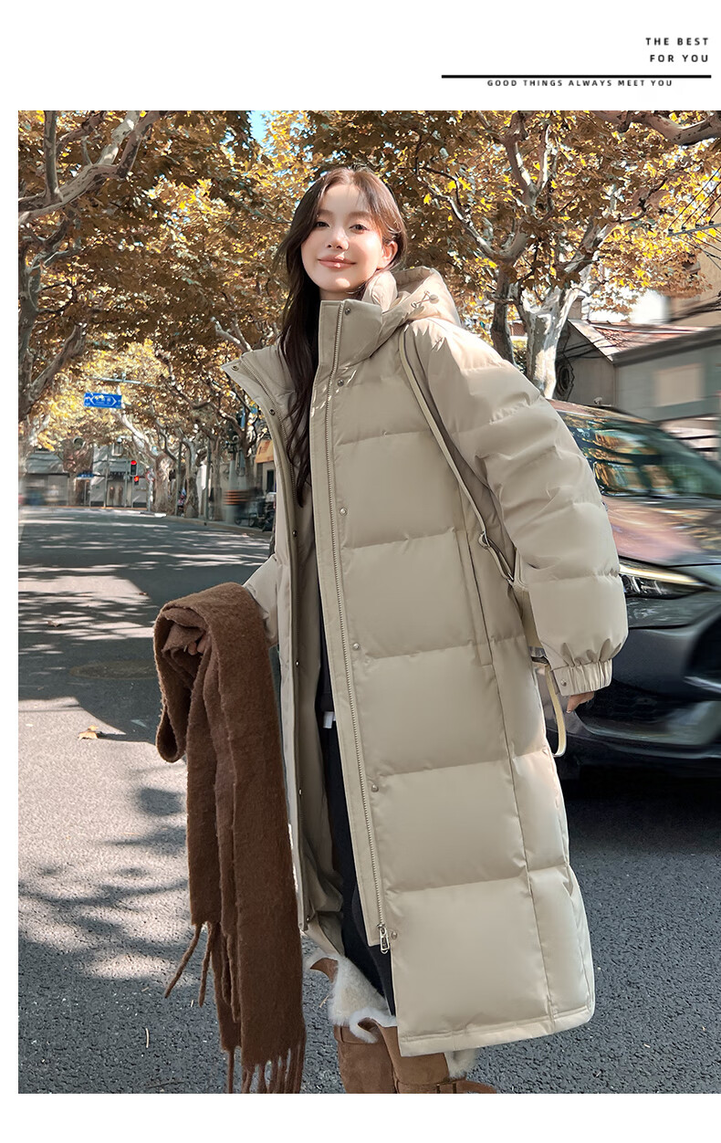 Yalu Solid Color Long down Coat for Women, Winter 2026 New Style, Loose-Fitting Over-Knee Thickened Warm Couple's Mid-Length Coat for Outdoor Activities 18