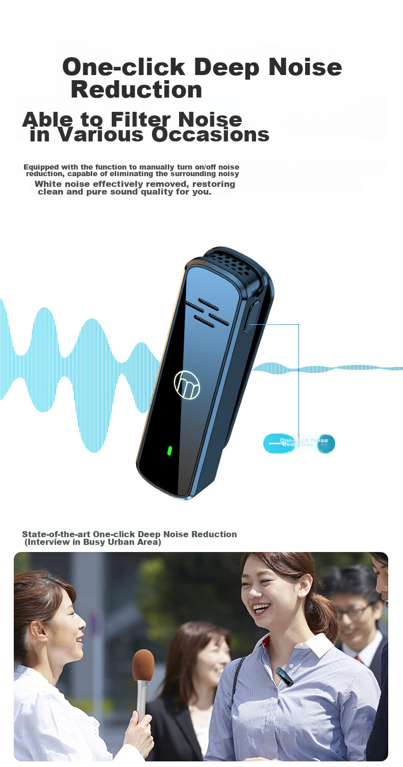 Haomuren V1 Wireless Lavalier Microphone, Small Bee Audio Pickup, Outdoor Professional Noise Reduction, for Interviews And Video Recording, TikTok Live Streamer Recording, Live Streaming Equipment, Mobile Phone Microphone, One-To 9
