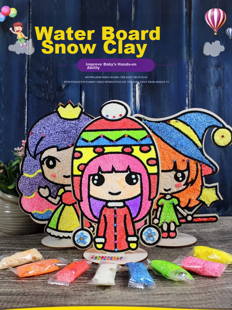 Murcia Snowflake Clay, Wood Board Painting, Pearl Clay, 3D Sculpting Clay, Children's Handmade DIY Craft Kit, Girls' Toy 1