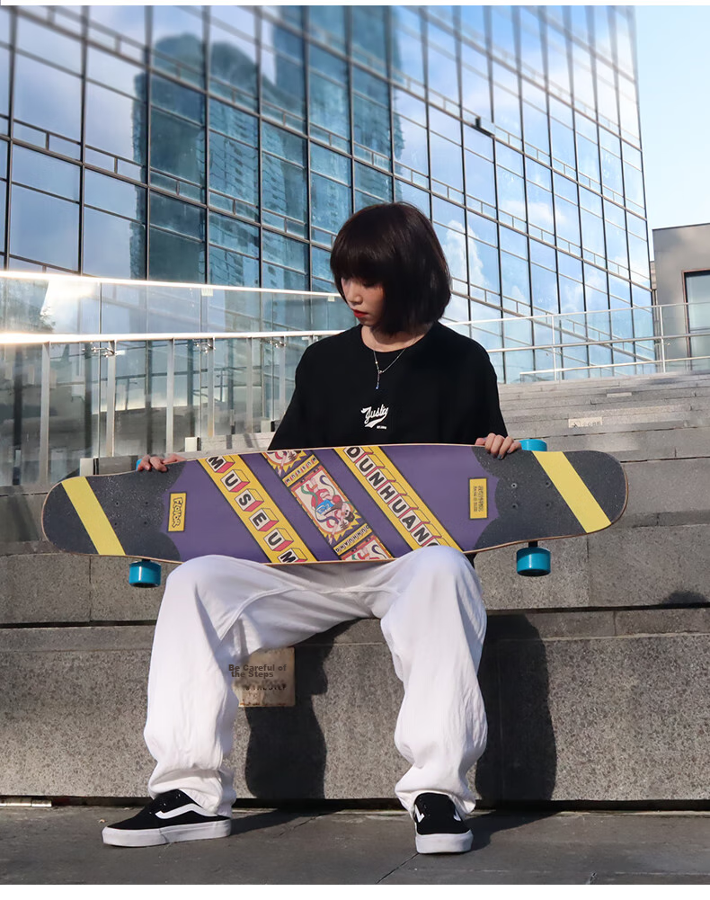 Flavor Boiling Point Dunhuang Collaboration Skateboard, Longboard, Professional Board for Beginners, Dancing Street Board, Dance Board, Pink Patter 10