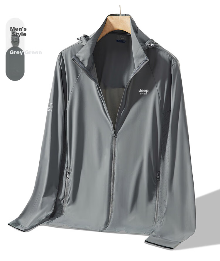 JEEP SPIRIT Ice Silk Sun Protection Jacket for Men, Summer UV-Resistant Outdoor Lightweight Breathable Couple's Sun Protection Coat 14